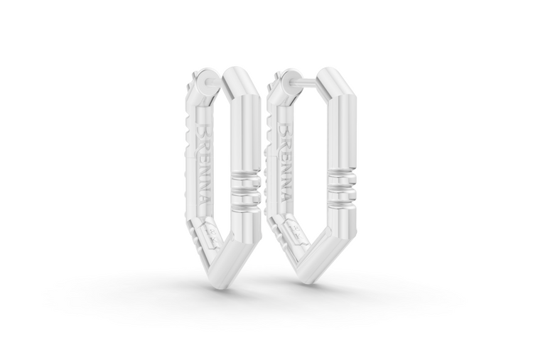 Medium Brenna Emerald Hoops In White Gold