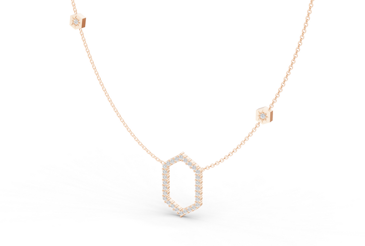 Floating Frame Necklace in Diamond and Gold
