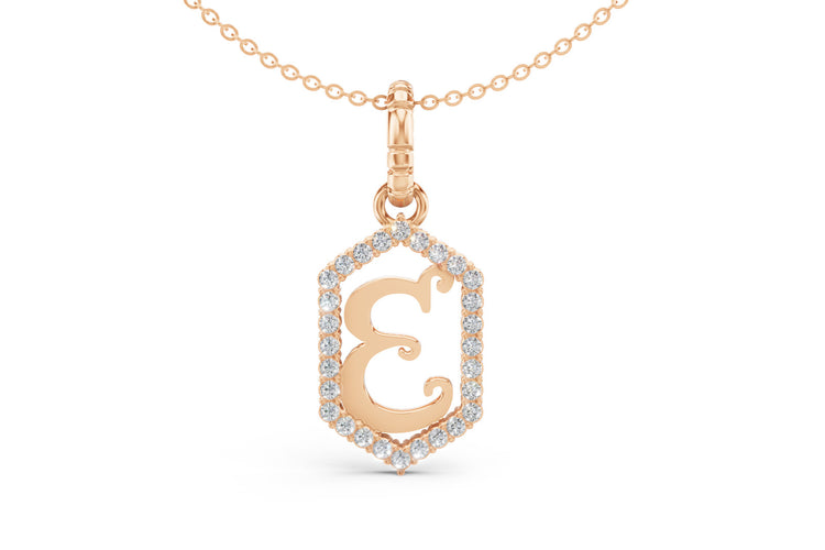 Diamond Pave Letter Charm in Rose Gold, letter E