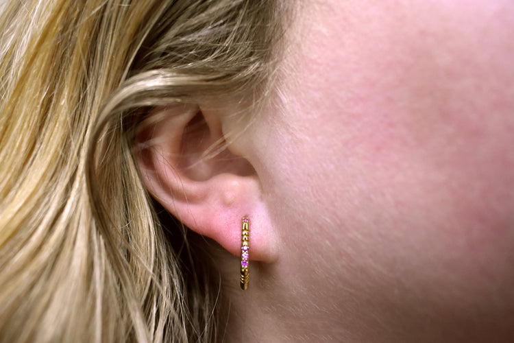 Medium Brenna Pink Sapphire Hoops In White Gold