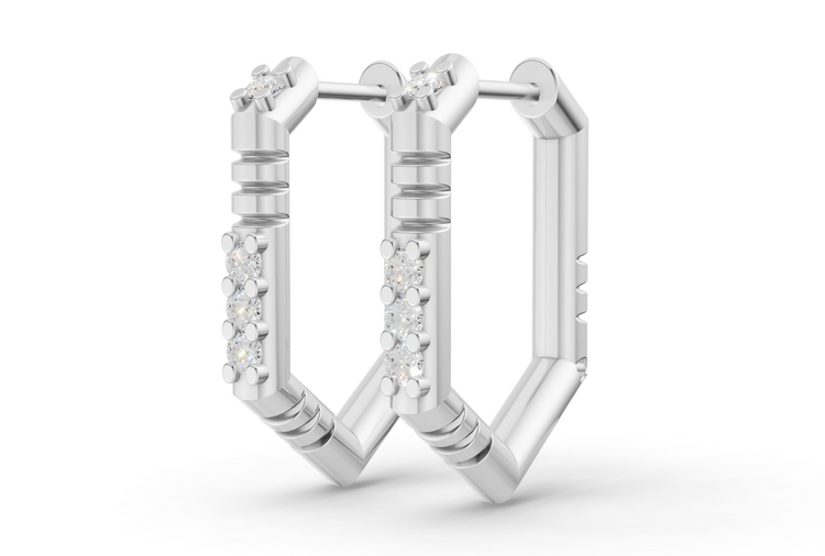 Medium Brenna Diamond Hoops In White Gold