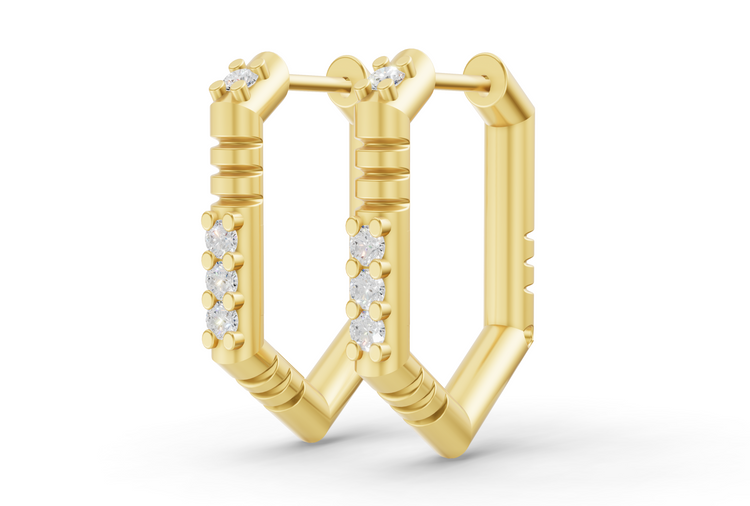 Medium Brenna Diamond Hoops In Yellow Gold