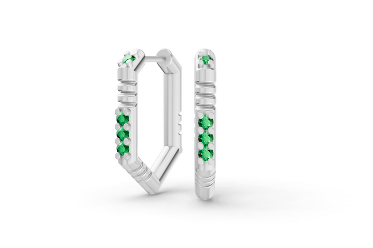 Medium Brenna Emerald Hoops In White Gold