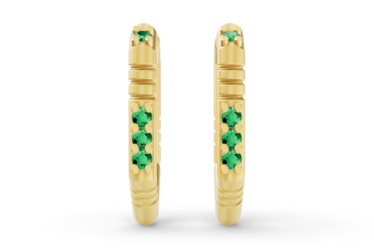 Medium Brenna Emerald Hoops In Yellow Gold