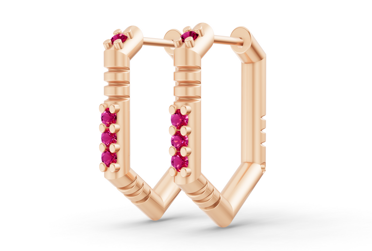 Medium Brenna Ruby Hoops In Rose Gold