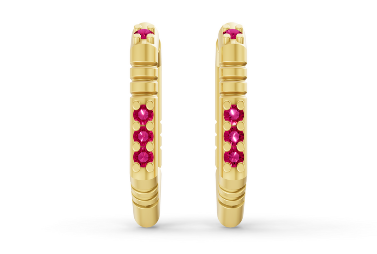 Medium Brenna Ruby Hoops In Yellow Gold