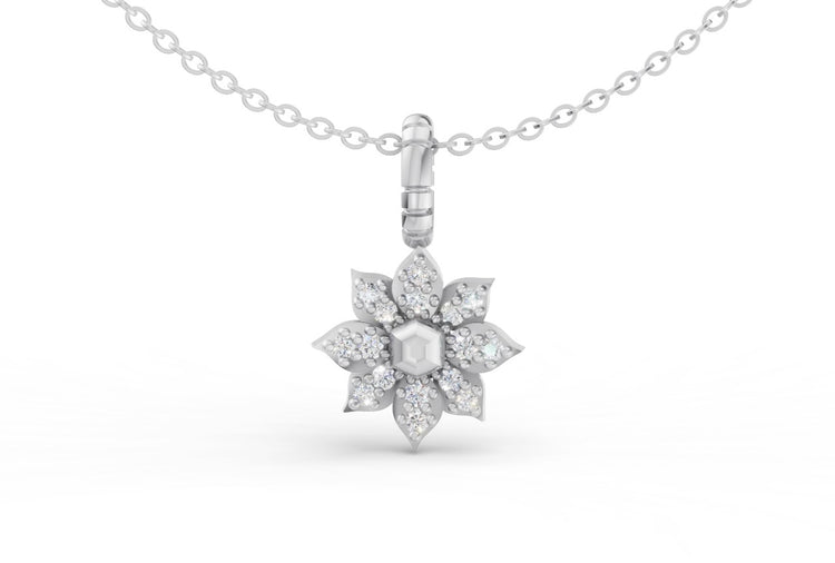 Mini Diamond Flower Charm in White Gold