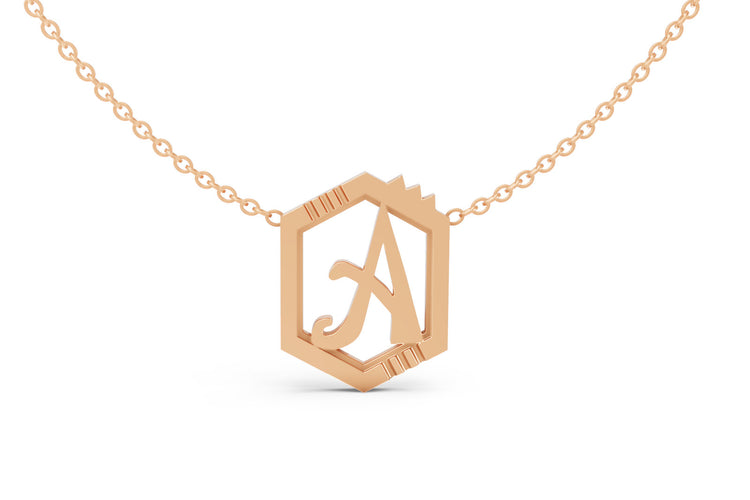 Mini Letter Necklace in Rose Gold, letter A