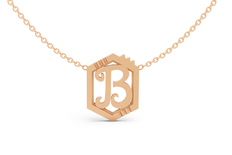 Mini Letter Necklace in Rose Gold, letter B