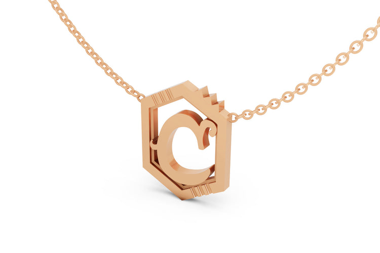 Mini Letter Necklace in Rose Gold, letter C