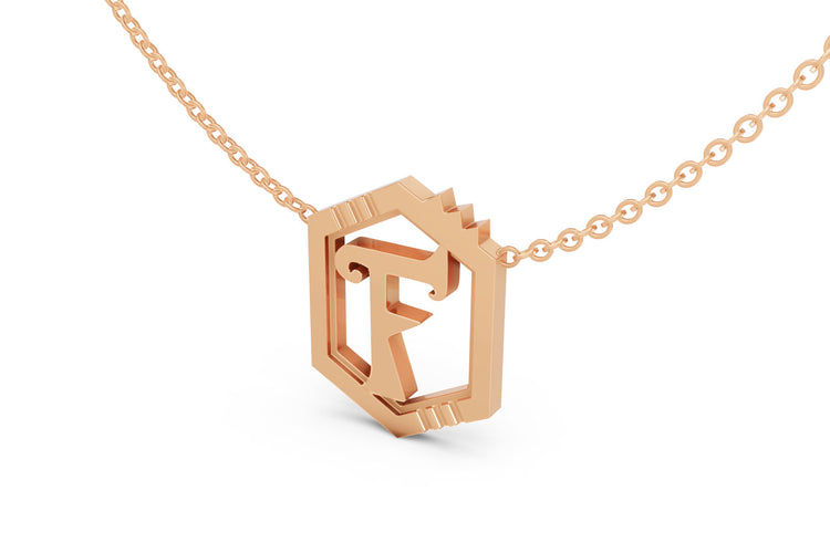 Mini Letter Necklace in Rose Gold, letter F
