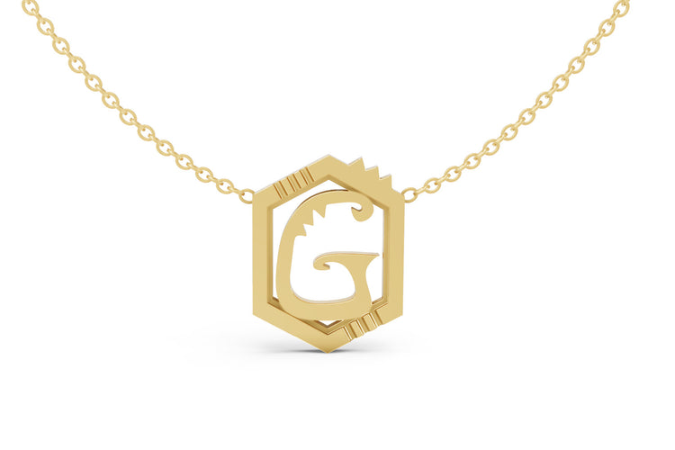 Mini Letter Necklace in Yellow Gold, letter G