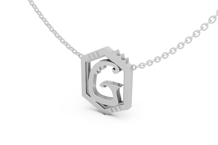 Mini Letter Necklace in White Gold, letter G
