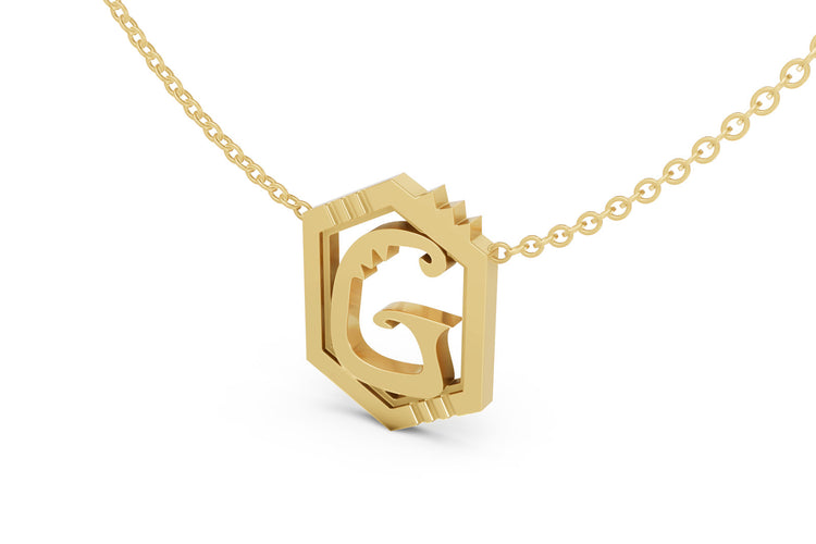 Mini Letter Necklace in Yellow Gold, letter G