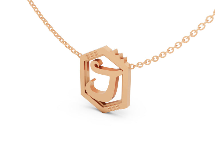 Mini Letter Necklace in Rose Gold, letter J