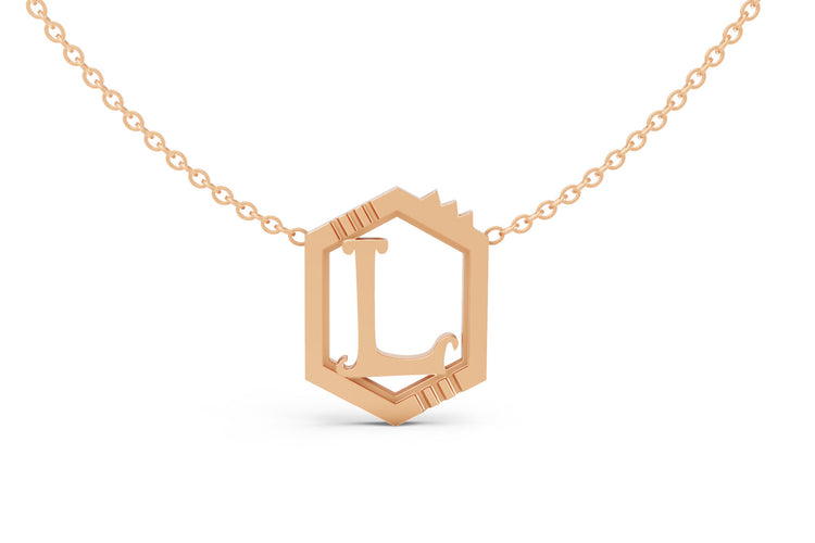 Mini Letter Necklace in Rose Gold, letter L