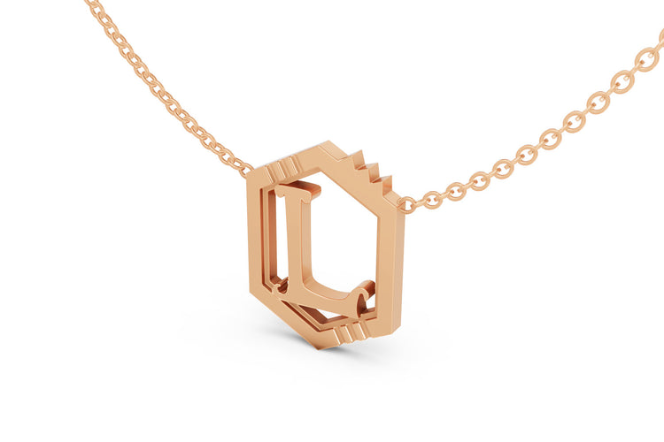 Mini Letter Necklace in Rose Gold, letter L
