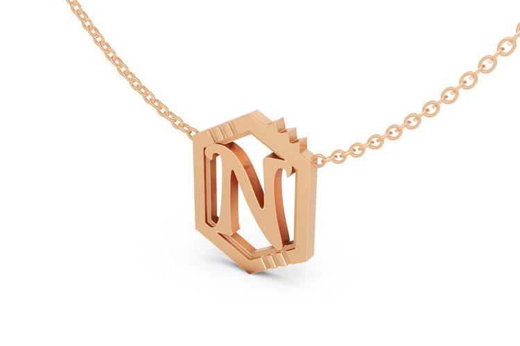 Mini Letter Necklace in Rose Gold, letter N