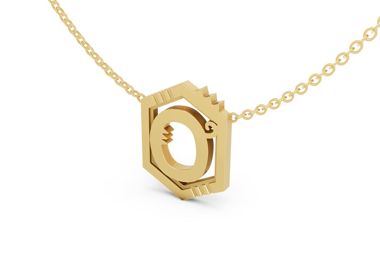 Mini Letter Necklace in Yellow Gold, letter O
