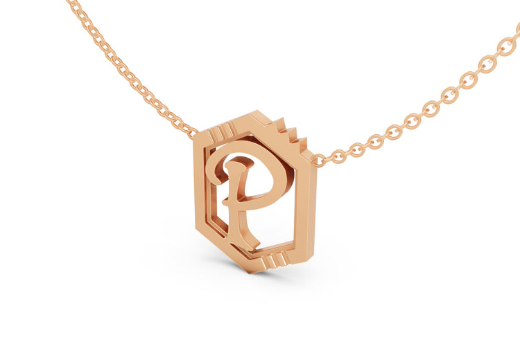 Mini Letter Necklace in Rose Gold, letter P