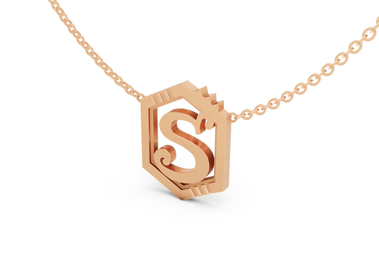 Mini Letter Necklace in Rose Gold, letter S