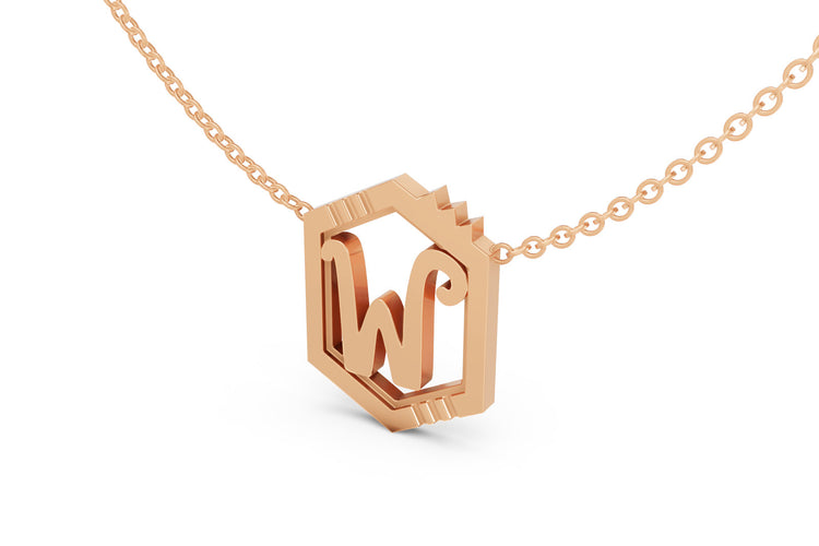 Mini Letter Necklace in Rose Gold, letter W