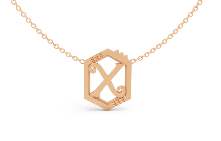 Mini Letter Necklace in Rose Gold, letter X