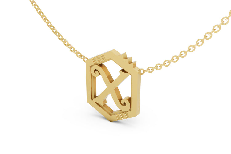 Mini Letter Necklace in Yellow Gold, letter X