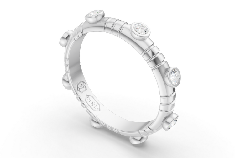 Dot Band in White Gold and Diamond
