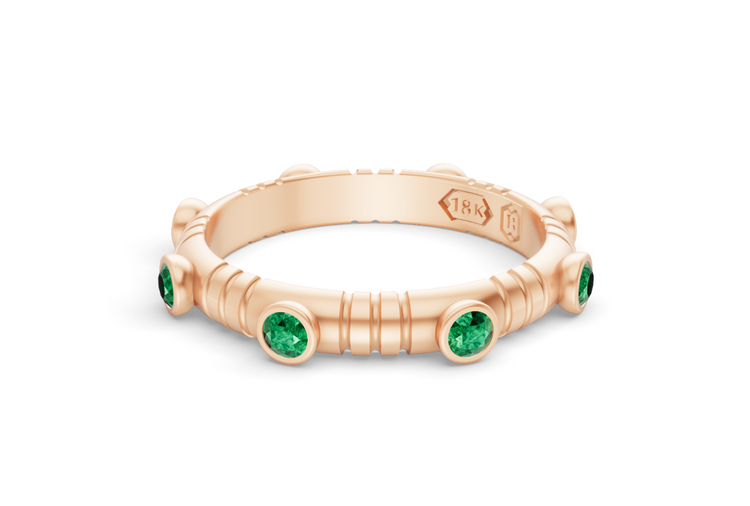 Dot Band in Emerald and Rose Gold