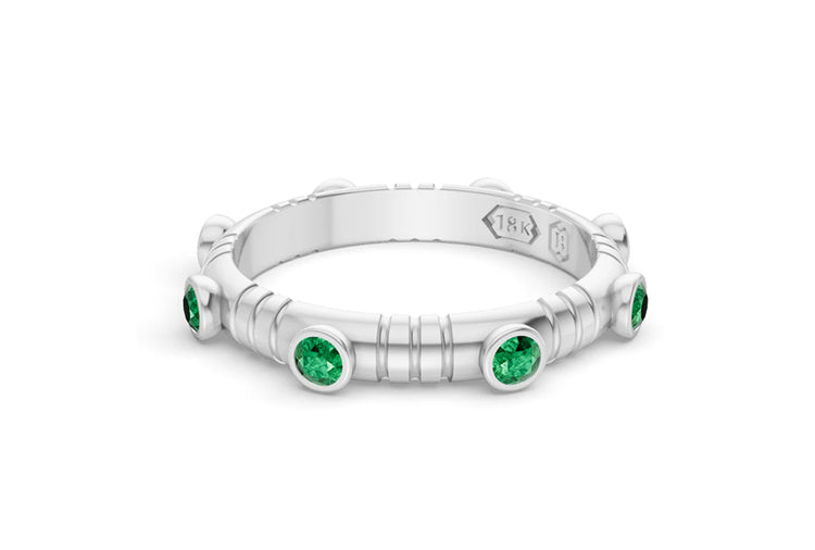 Dot Band in Emerald and White Gold