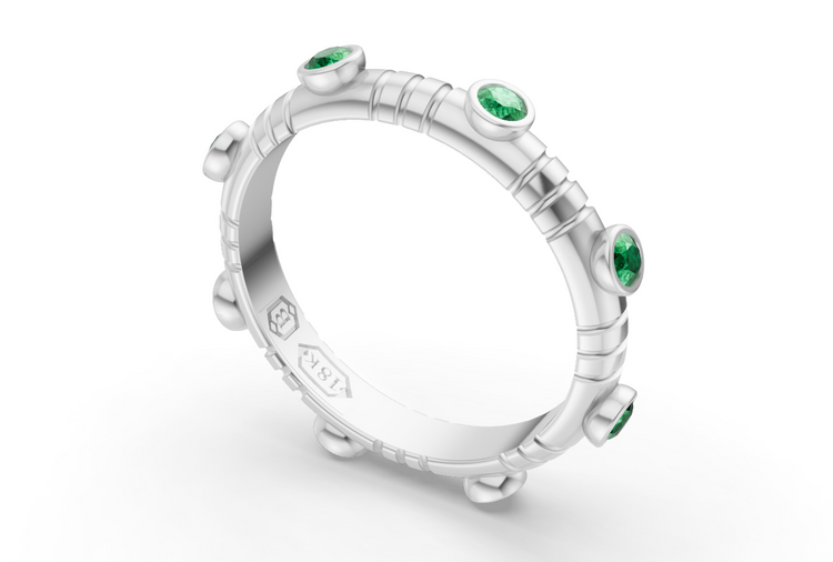 Dot Band in Emerald and White Gold