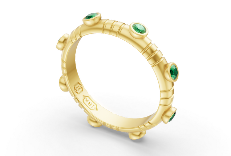 Dot Band in Emerald and Yellow Gold