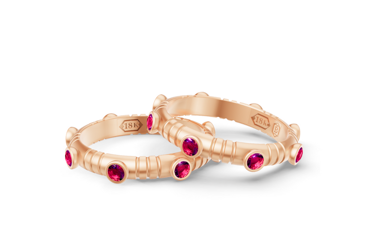 Dot Band in Ruby and Rose Gold