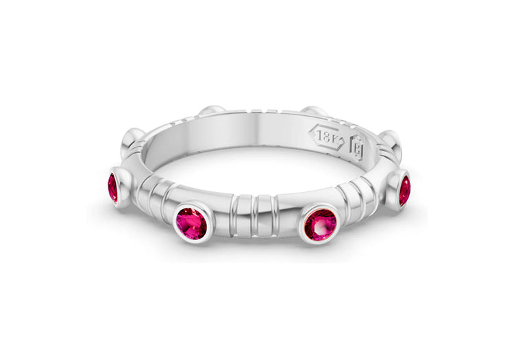 Dot Band in Ruby and White Gold