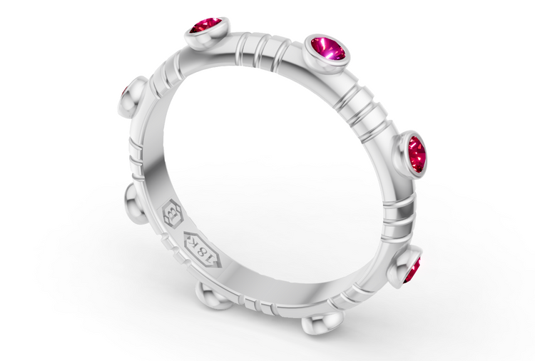 Dot Band in Ruby and White Gold