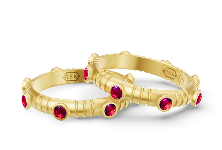 Dot Band in Ruby and Yellow Gold