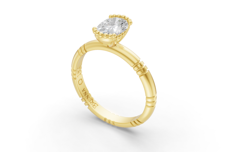 .75ct Oval Diamond Iskra Ring in Yellow Gold