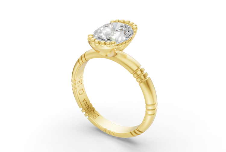 1.5ct Oval Diamond Iskra Ring in Yellow Gold