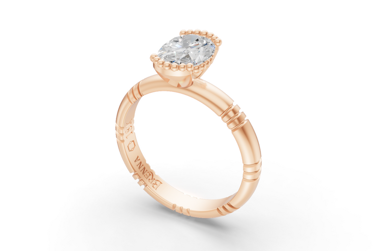 1ct Oval Diamond Iskra Ring in Rose Gold