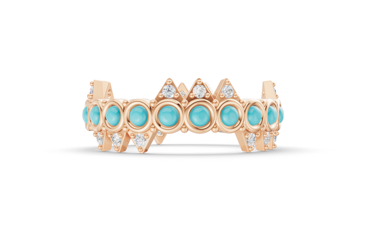 Turqouise Crooked Crown Ring - Rose Gold