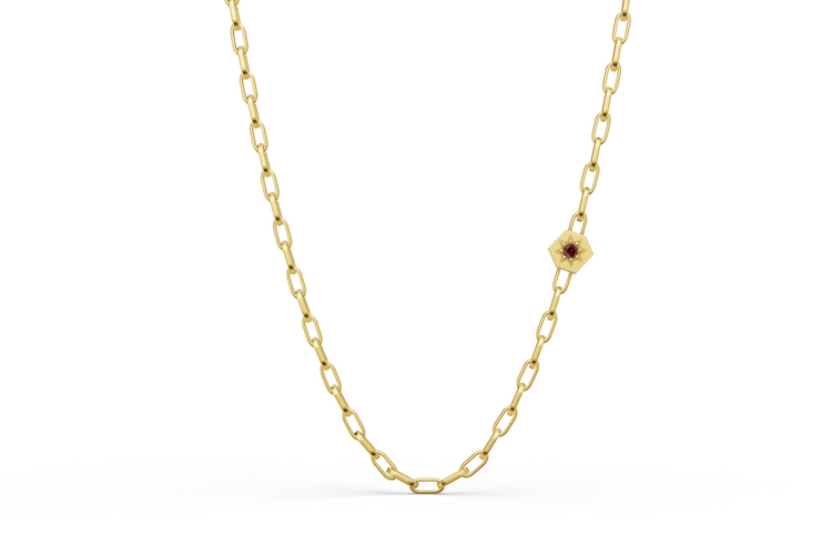 Paper Clip Chain in Ruby and Gold
