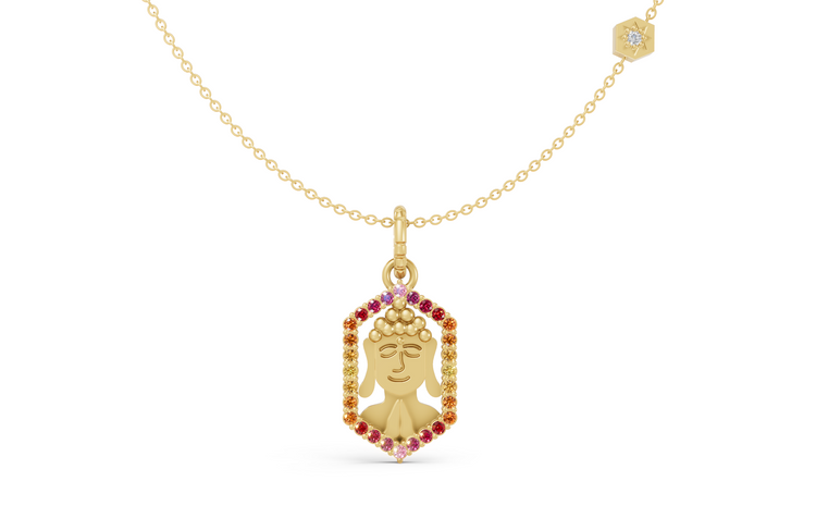 Sunset Ombre Pleasant Buddha Charm in Yellow Gold