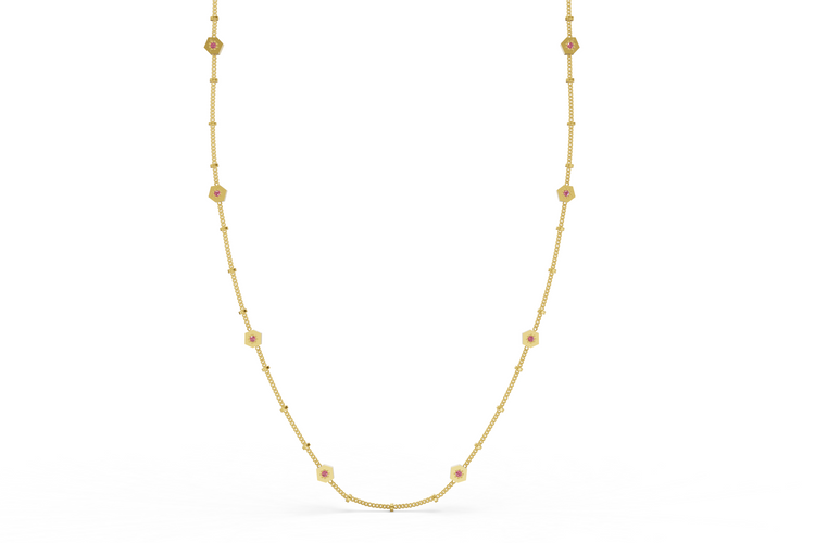 Pink Sapphire by the Yard Necklace in Gold