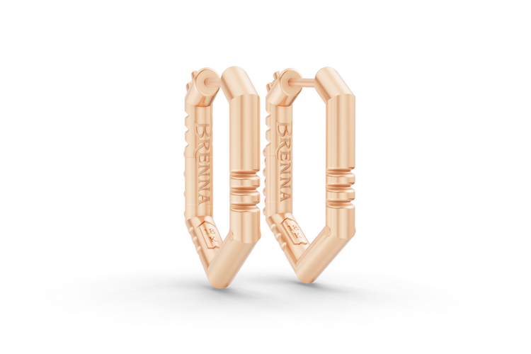 Medium Brenna Emerald Hoops In Rose Gold