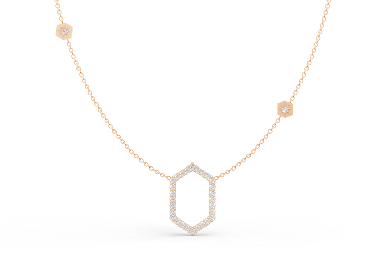Floating Frame Necklace in Diamond and Gold
