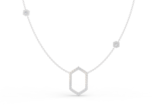 Floating Frame Necklace in Diamond and Gold