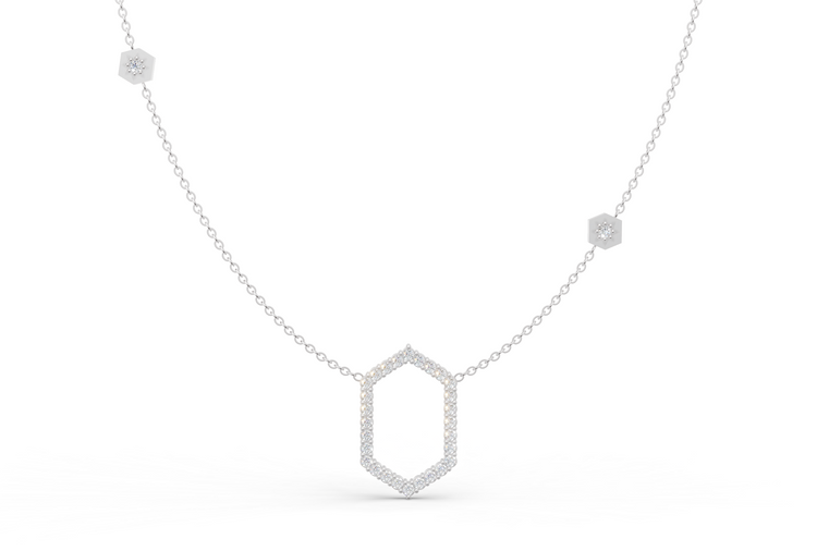 Floating Frame Necklace in Diamond and Gold