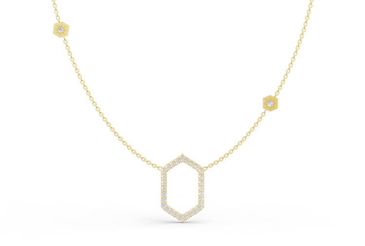 Floating Frame Necklace in Diamond and Gold