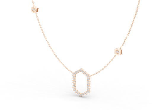 Floating Frame Necklace in Diamond and Gold